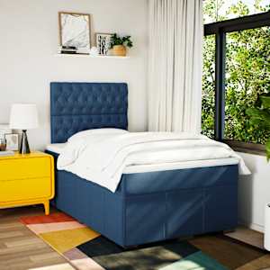 Box spring postel s matrací modrá 120x200 cm textil - obrázek 3