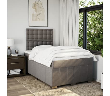 vidaXL Boxspring met matras stof taupe 120x200 cm