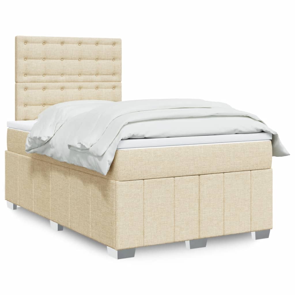 Boxspringbett mit Matratze Creme 120×200 cm Stoff