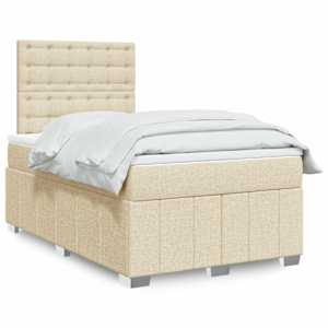 Box spring postel s matrací krémová 120x200 cm textil - obrázek 1