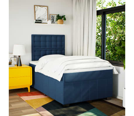 vidaXL Boxspring met matras stof blauw 120x200 cm