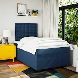 vidaXL Boxspring met matras stof blauw 120x200 cm