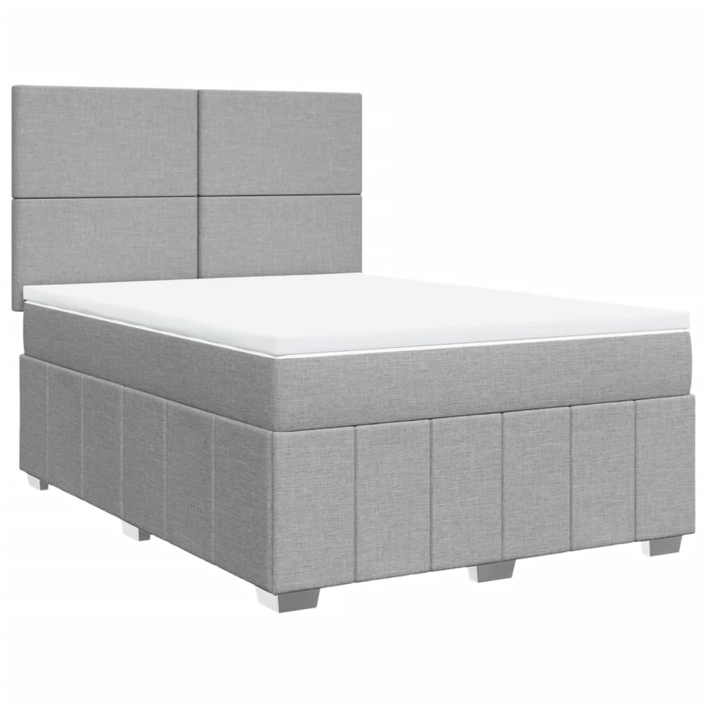 vidaXL Boxspring met matras stof lichtgrijs 140x190 cm grijs, foto 3