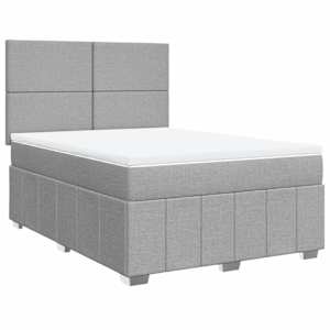 Box spring postel s matrací světle šedá 140 x 190 cm textil - obrázek 2