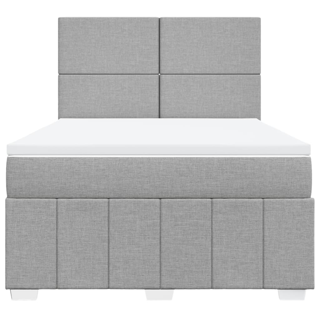 vidaXL Boxspring met matras stof lichtgrijs 140x190 cm grijs, foto 4
