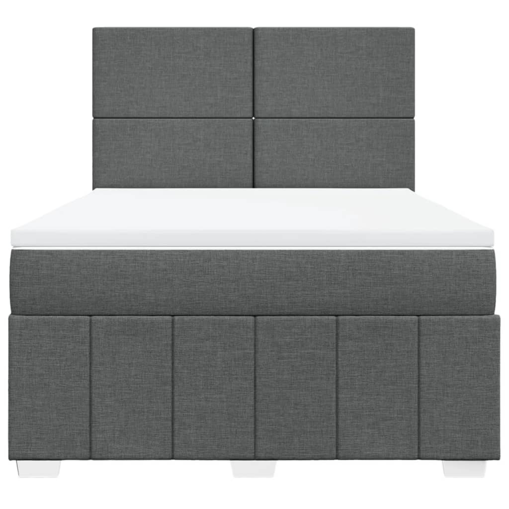 vidaXL Boxspring met matras stof donkergrijs 140x190 cm grijs, foto 4