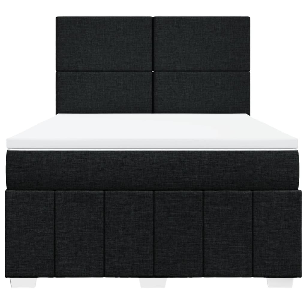 vidaXL Boxspring met matras stof zwart 140x190 cm, foto 4