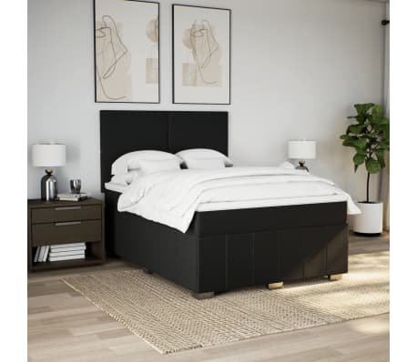 vidaXL Sommier &agrave; lattes de lit avec matelas Noir 140x190 cm Tissu