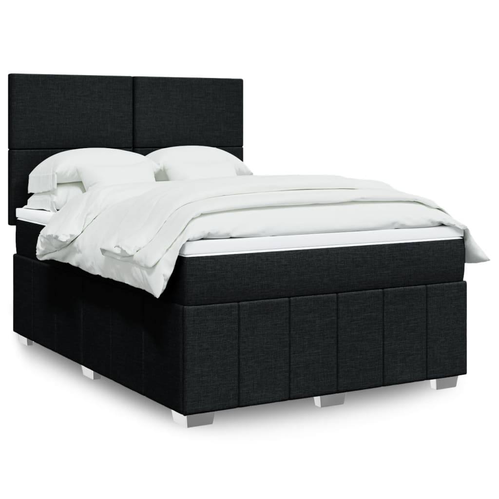 Kontinentalseng med madras og topmadras 140x190 cm - stof, sort