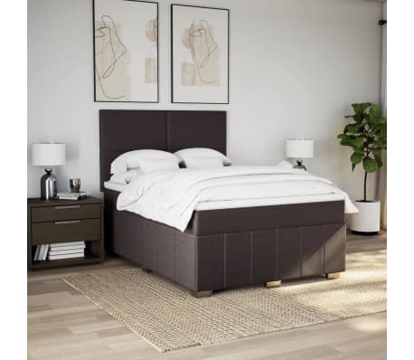 vidaXL Giroletto a Molle con Materasso Marrone Scuro 140x190cm Tessuto
