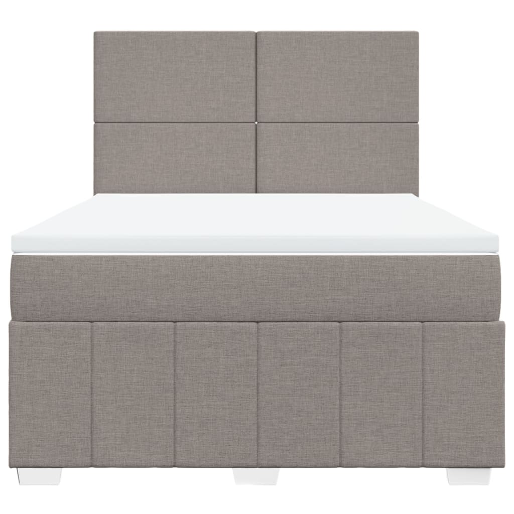 vidaXL Boxspring met matras stof taupe 140x190 cm, foto 4