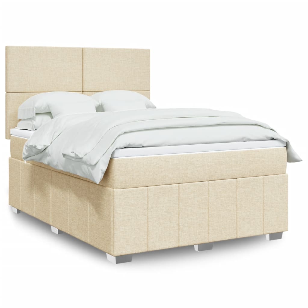 Boxspringbett mit Matratze Creme 140×190 cm Stoff