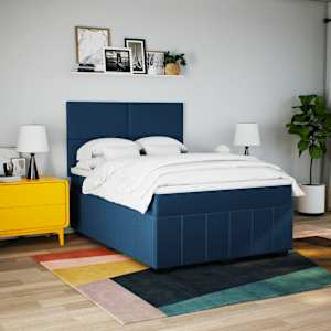 Box spring postel s matrací modrá 140x190 cm textil - obrázek 3