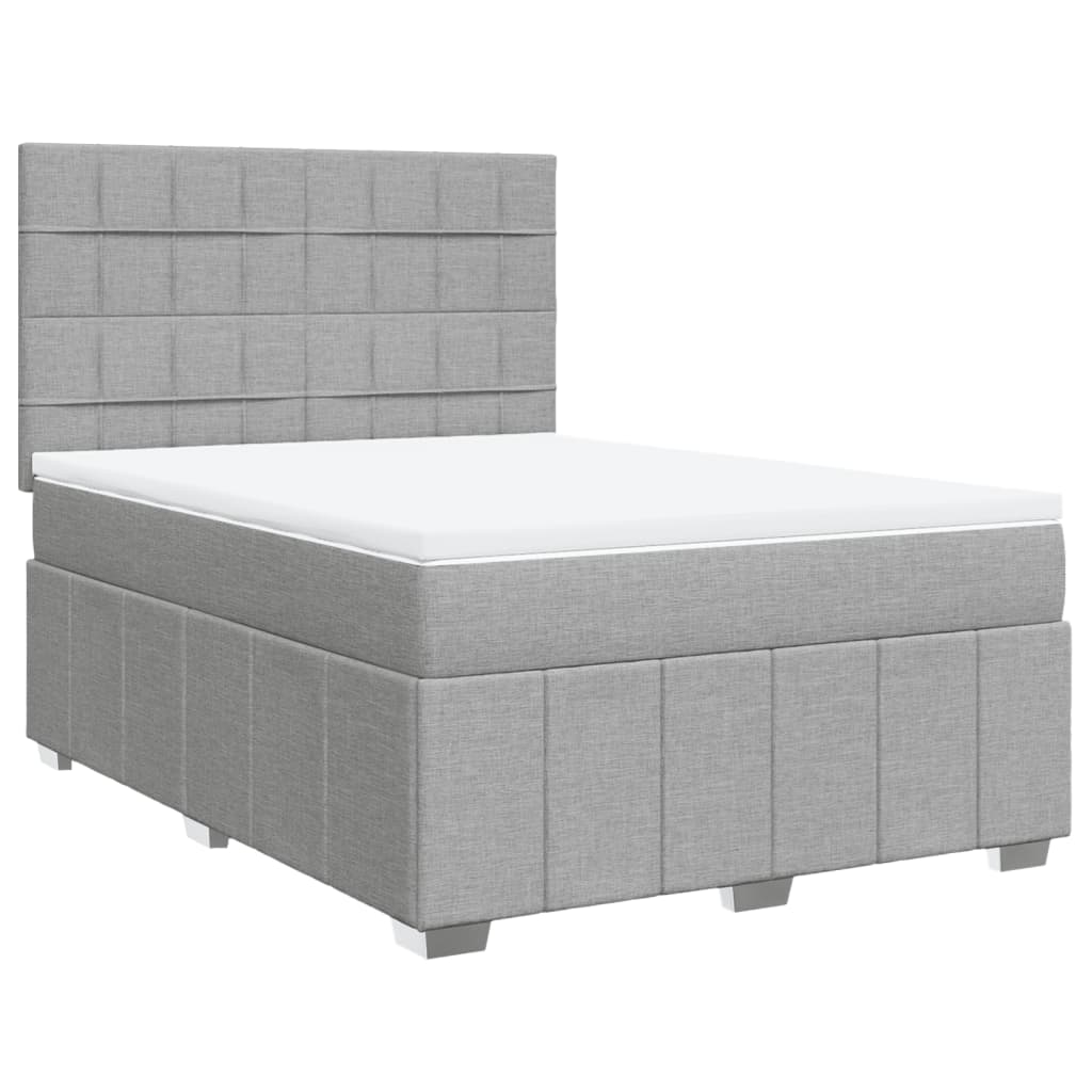 vidaXL Boxspring met matras stof lichtgrijs 140x190 cm grijs, foto 3