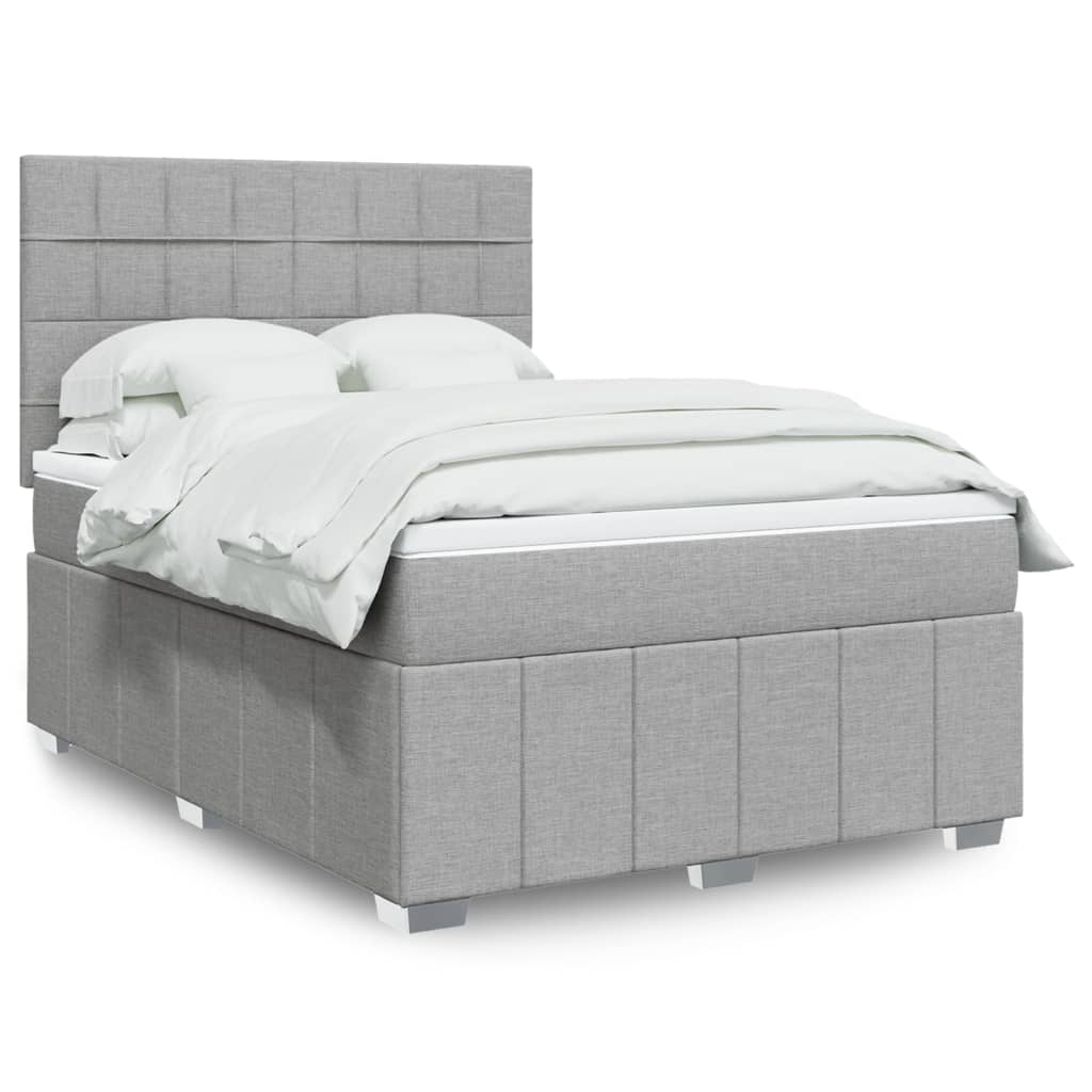 Boxspringbett mit Matratze Hellgrau 140×190 cm Stoff