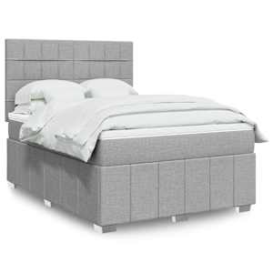 Box spring postel s matrací světle šedá 140 x 190 cm textil - obrázek 1