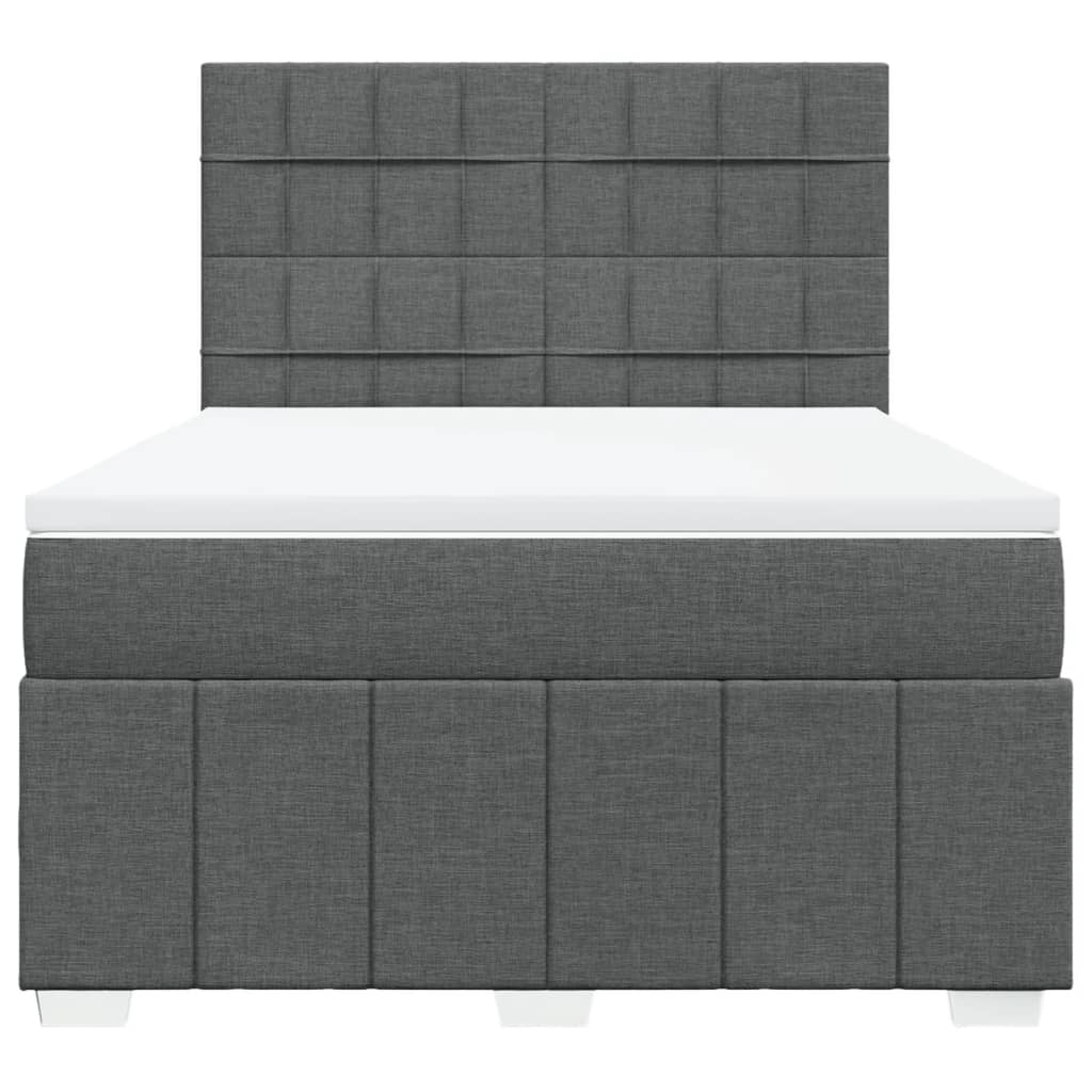 vidaXL Boxspring met matras stof donkergrijs 140x190 cm grijs, foto 4