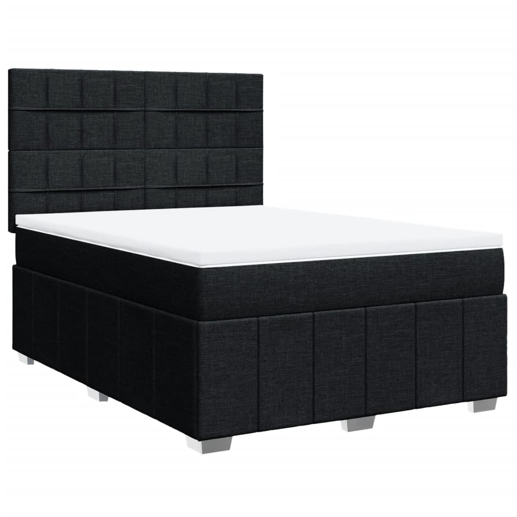 vidaXL Boxspring met matras stof zwart 140x190 cm, foto 3