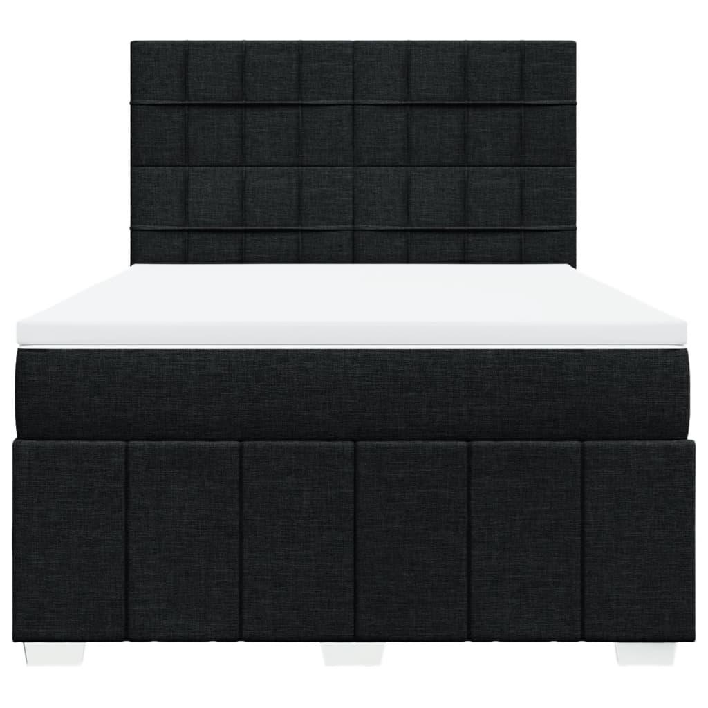 vidaXL Boxspring met matras stof zwart 140x190 cm, foto 4