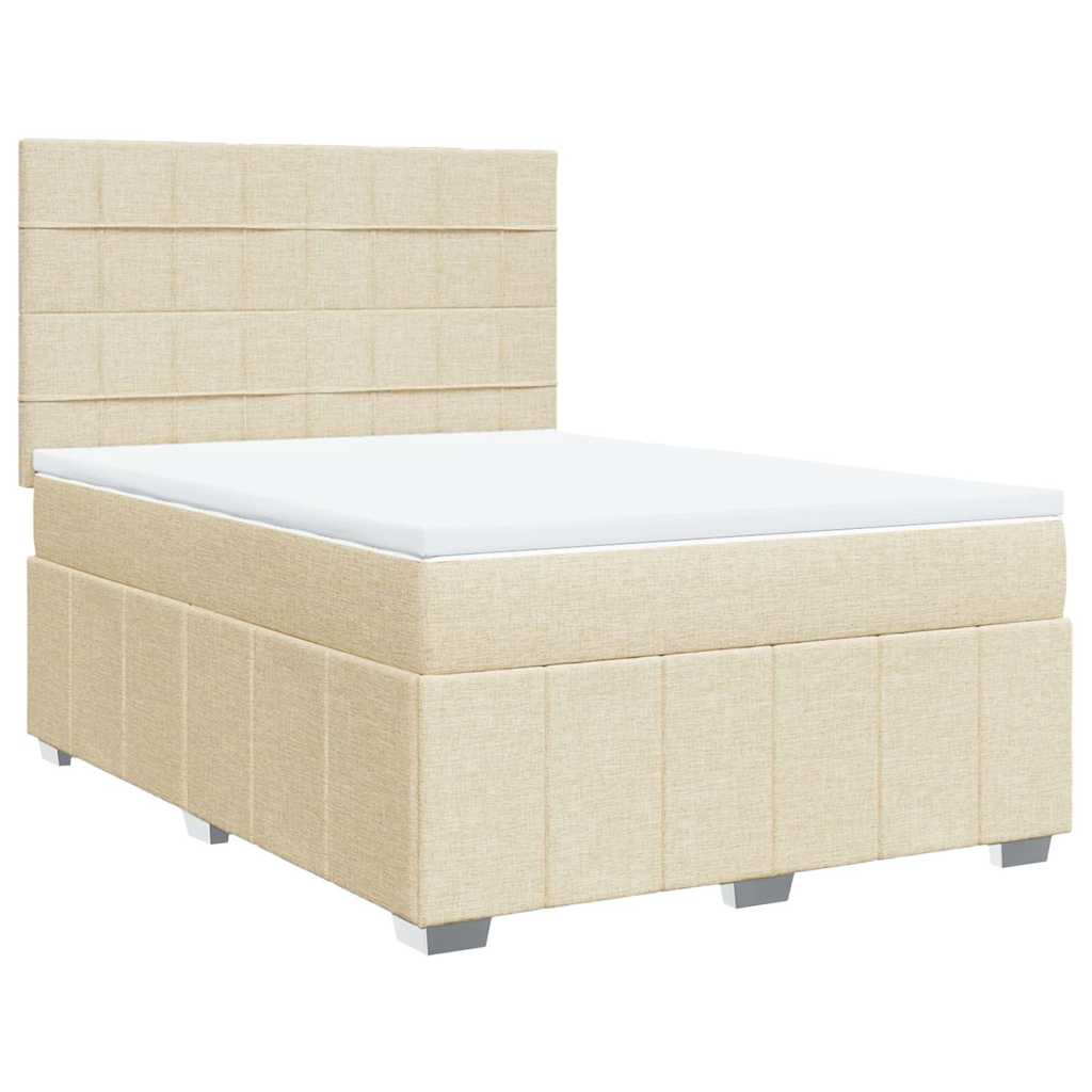 vidaXL Boxspring met matras stof crèmekleurig 140x190 cm, foto 3