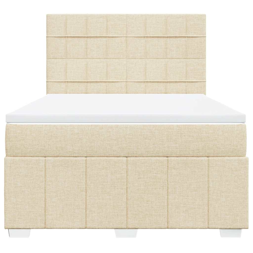 vidaXL Boxspring met matras stof crèmekleurig 140x190 cm, foto 4