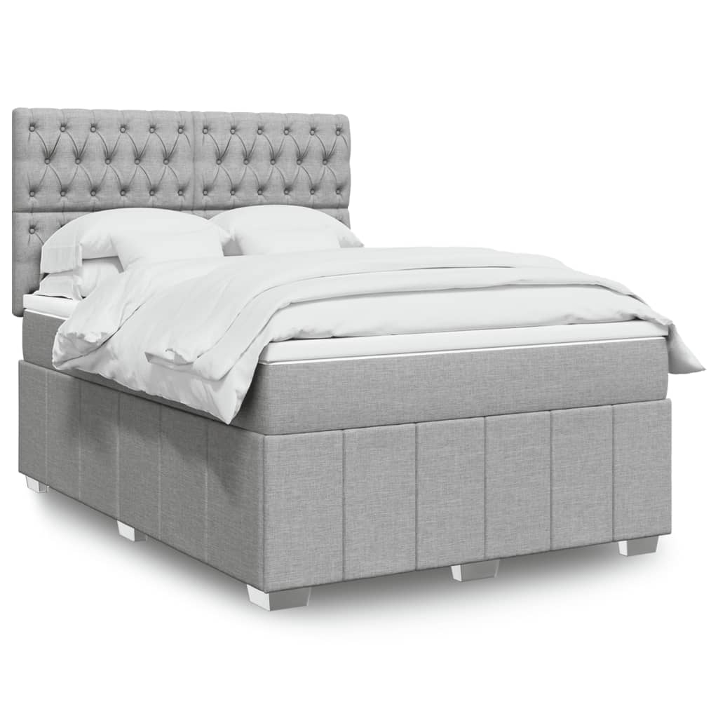 Boxspringbett mit Matratze Hellgrau 140×190 cm Stoff