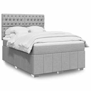 Box spring postel s matrací světle šedá 140 x 190 cm textil - obrázek 1