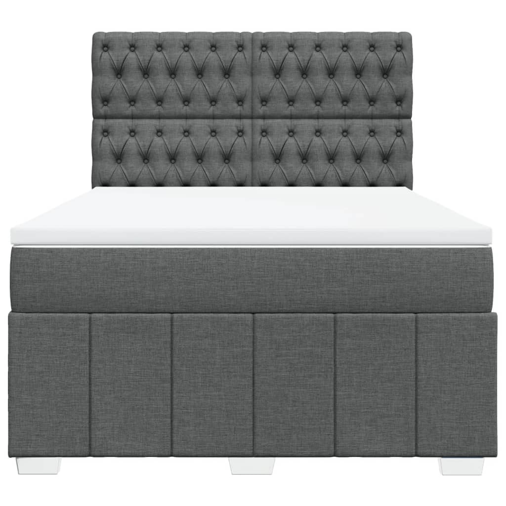vidaXL Boxspring met matras stof donkergrijs 140x190 cm grijs, foto 4