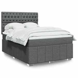 Box spring posteljni z vzmetnico temno siv 140x190 cm blago