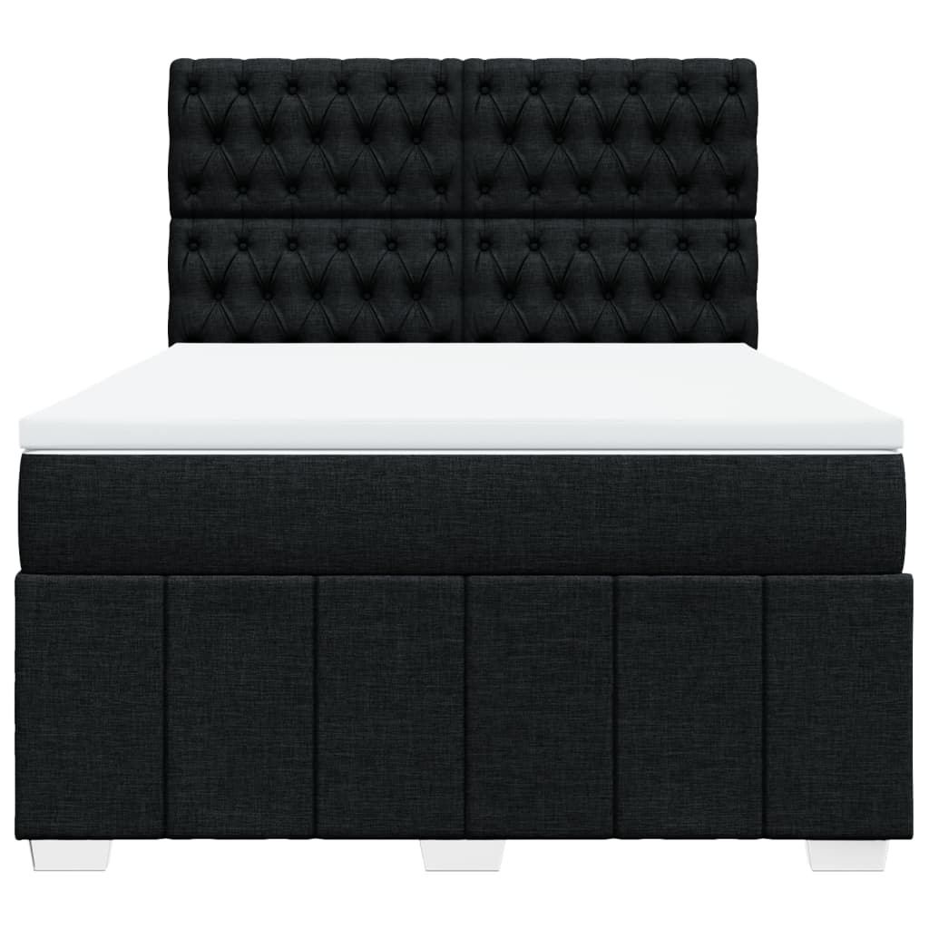 vidaXL Boxspring met matras stof zwart 140x190 cm, foto 4