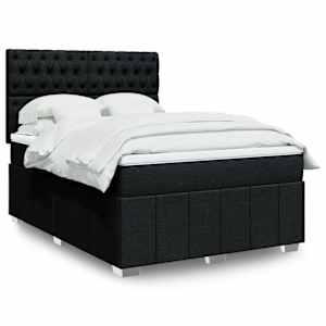 Box spring postel s matrací černá 140 x 190 cm textil - obrázek 1