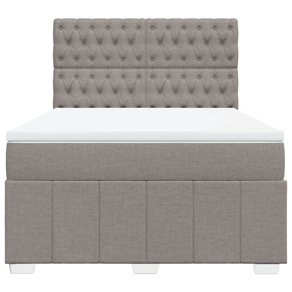 vidaXL Boxspring met matras stof taupe 140x190 cm, foto 4