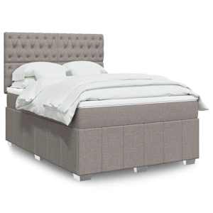 Box spring postelja z vzmetnico taupe 140x190 cm blago