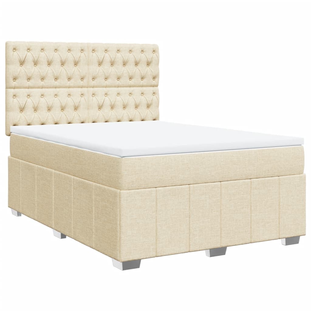 Thumbnail - vidaXL Boxspringbett mit Matratze Creme 140x190 cm Stoff