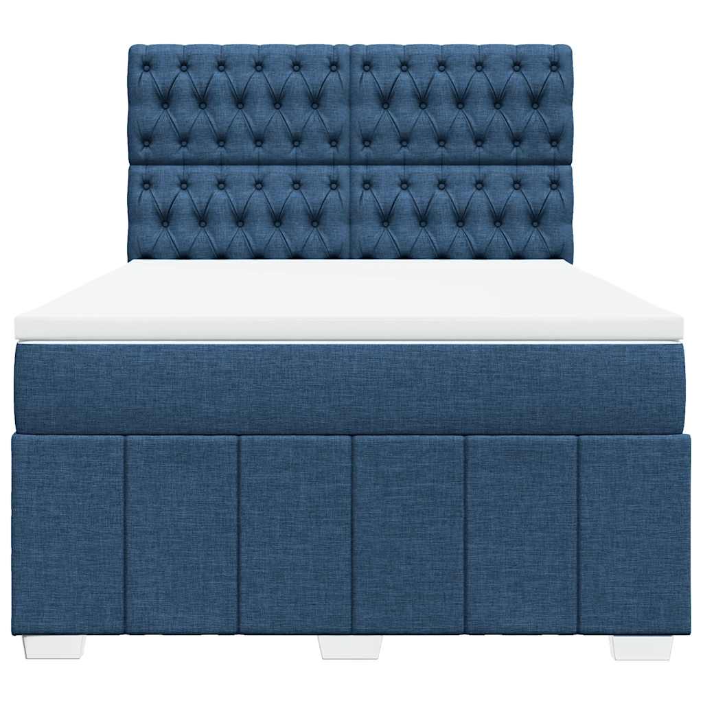 vidaXL Boxspring met matras stof blauw 140x190 cm, foto 4