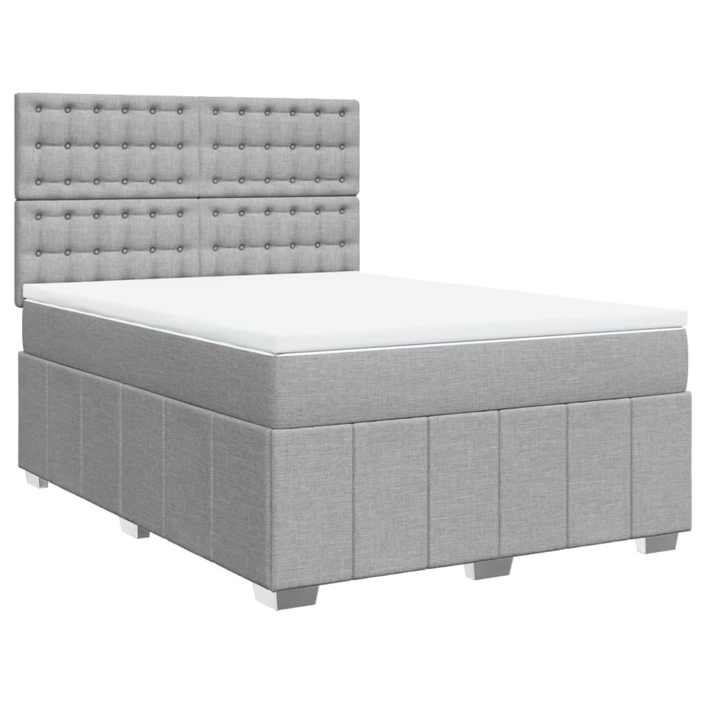 vidaXL Boxspring met matras stof lichtgrijs 140x190 cm grijs, foto 3