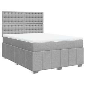 Box spring postel s matrací světle šedá 140 x 190 cm textil - obrázek 2