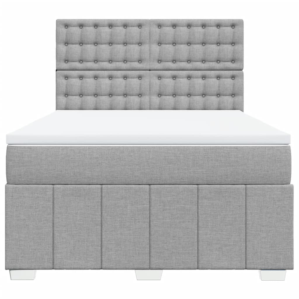 vidaXL Boxspring met matras stof lichtgrijs 140x190 cm grijs, foto 4