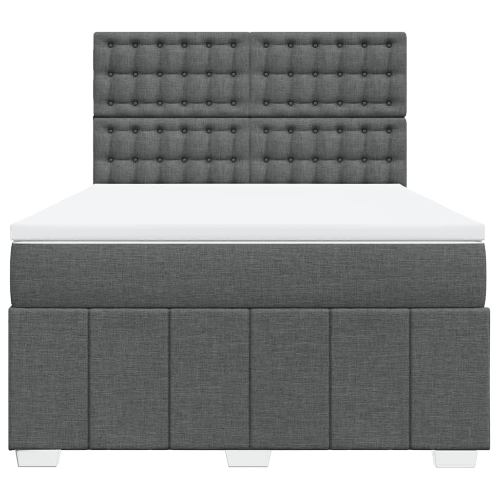 vidaXL Boxspring met matras stof donkergrijs 140x190 cm grijs, foto 4