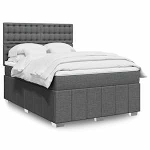Box spring postel s matrací tmavě šedý 140 x 190 cm textil - obrázek 1