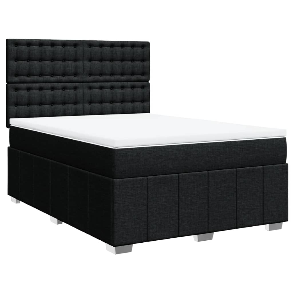 vidaXL Boxspring met matras stof zwart 140x190 cm, foto 3