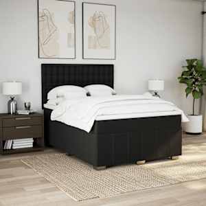 vidaXL Sommier &agrave; lattes de lit avec matelas Noir 140x190 cm Tissu