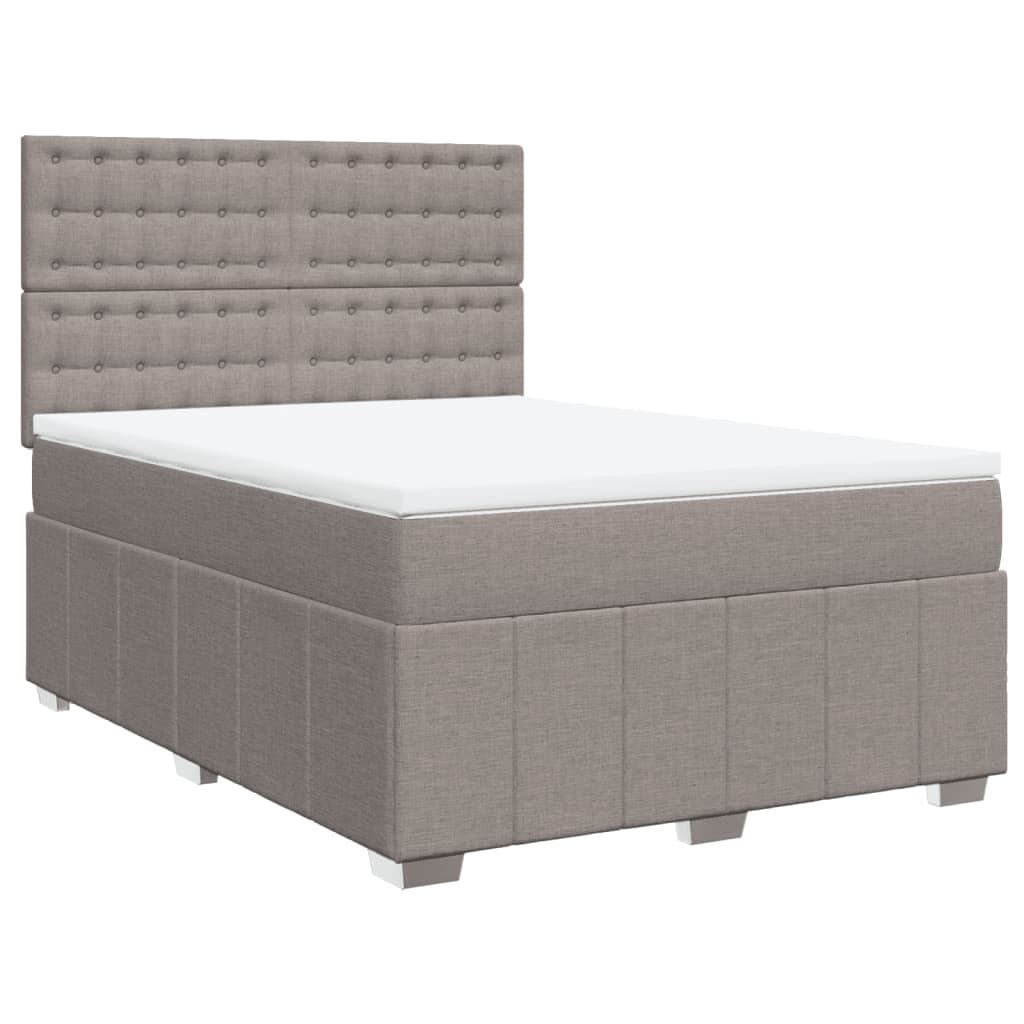 vidaXL Box spring postelja z vzmetnico taupe 140x190 cm blago