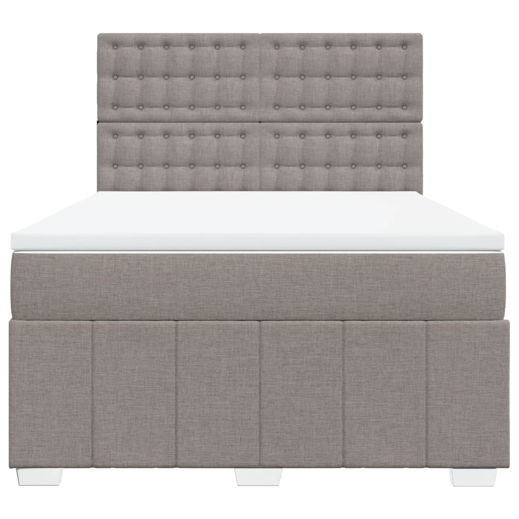 vidaXL Boxspring met matras stof taupe 140x190 cm, foto 4