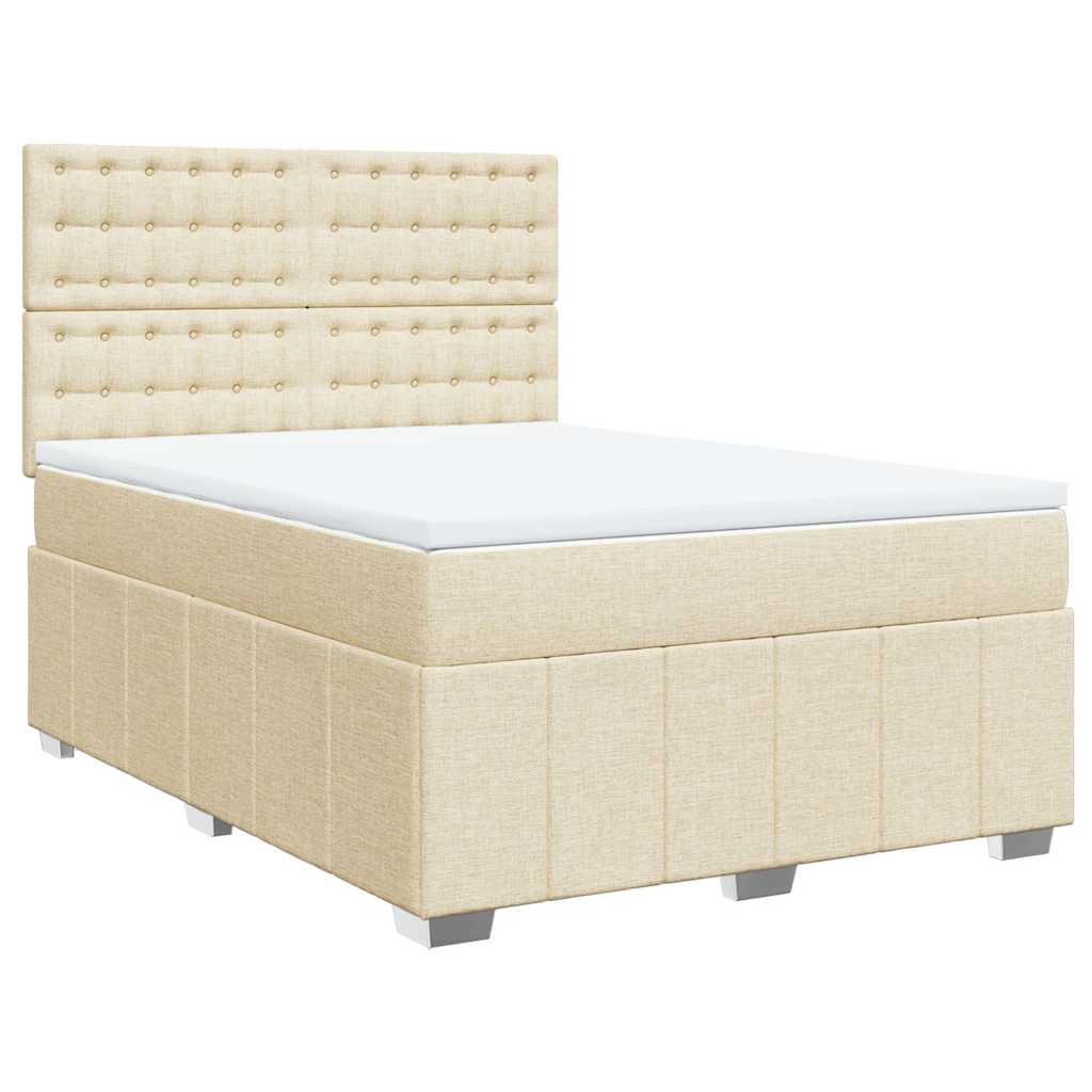vidaXL Box spring postel s matrací krémová 140x190 cm textil