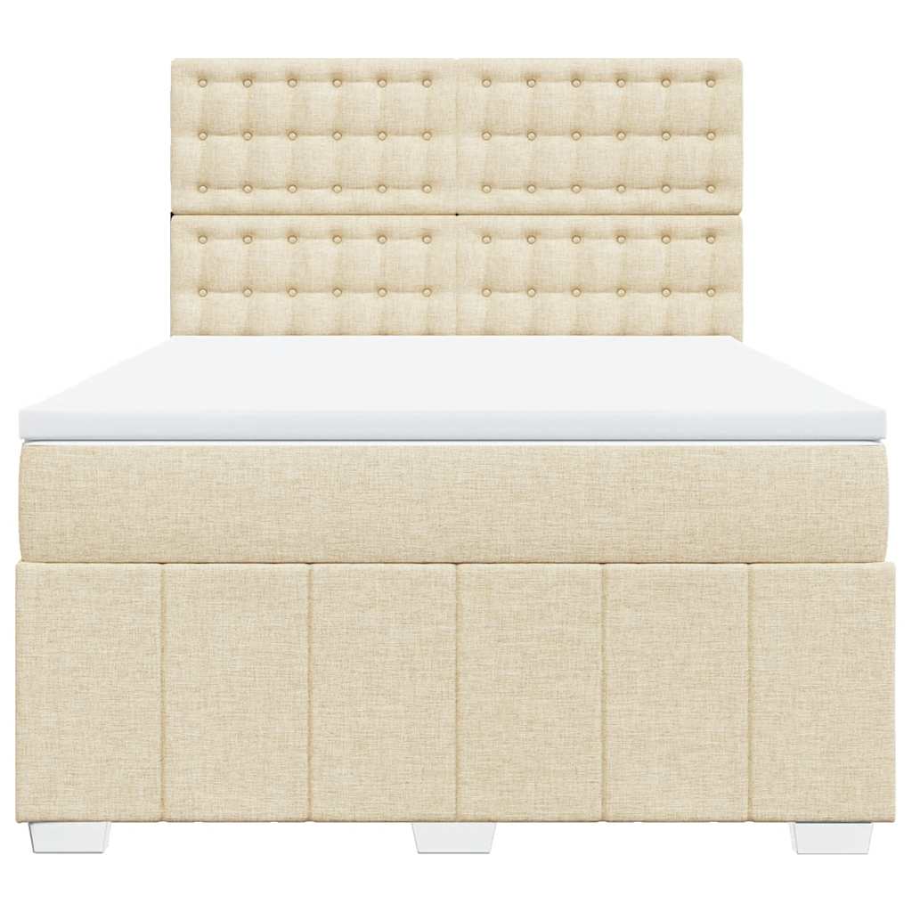 vidaXL Boxspring met matras stof crèmekleurig 140x190 cm, foto 4