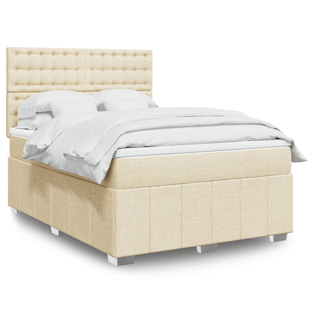 Boxspringbett mit Matratze Creme 140×190 cm Stoff