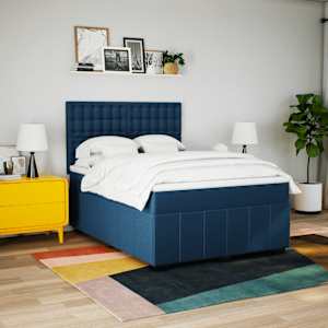 vidaXL Sommier &agrave; lattes de lit avec matelas Bleu 140x190 cm Tissu