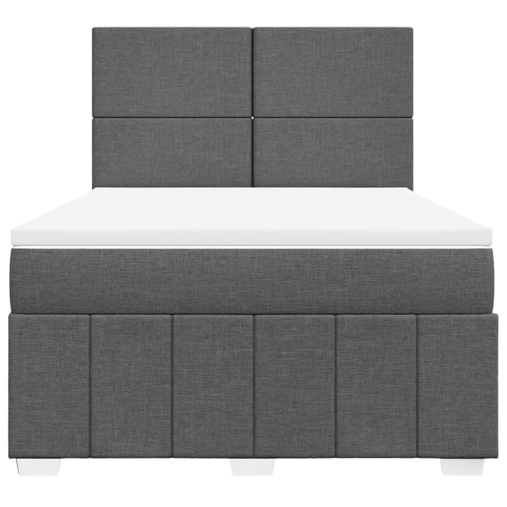 vidaXL Boxspring met matras stof donkergrijs 140x200 cm grijs, foto 4