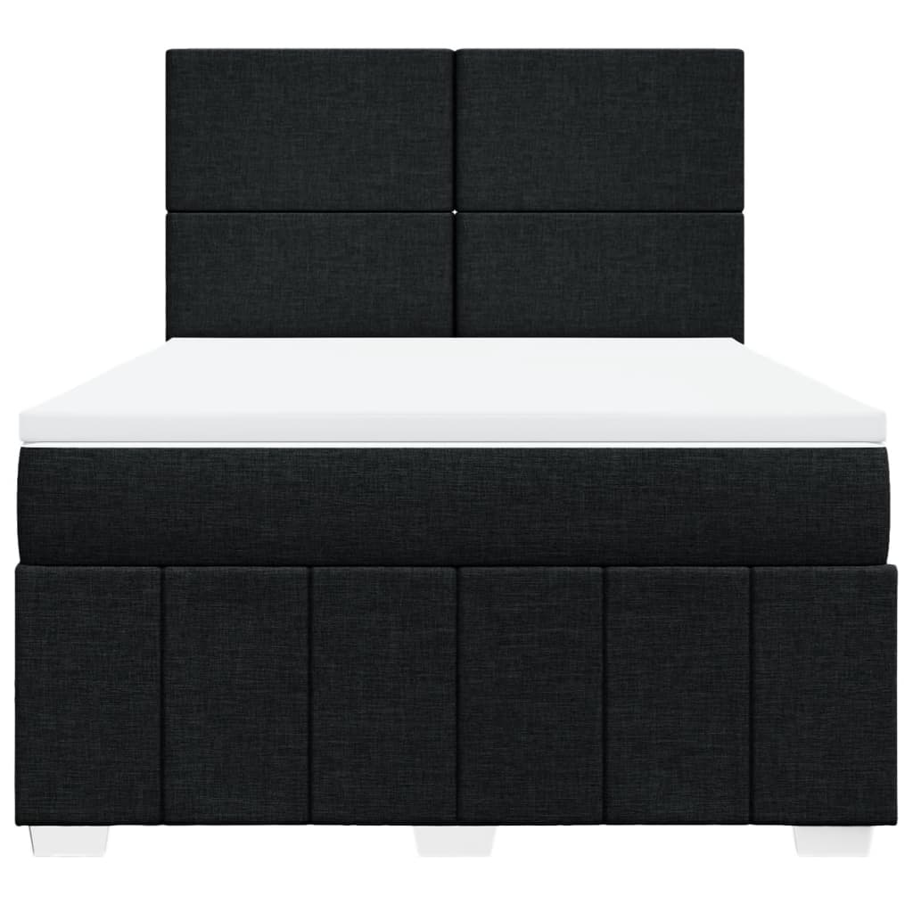 vidaXL Boxspring met matras stof zwart 140x200 cm, foto 4
